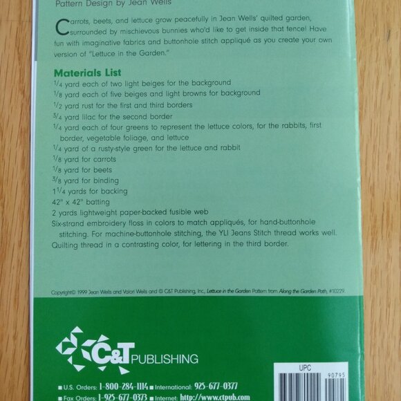 Vegetable Garden Bunny Quilt Sewing Pattern 38.5" Square Wallhanging Vintage - Picture 3 of 7